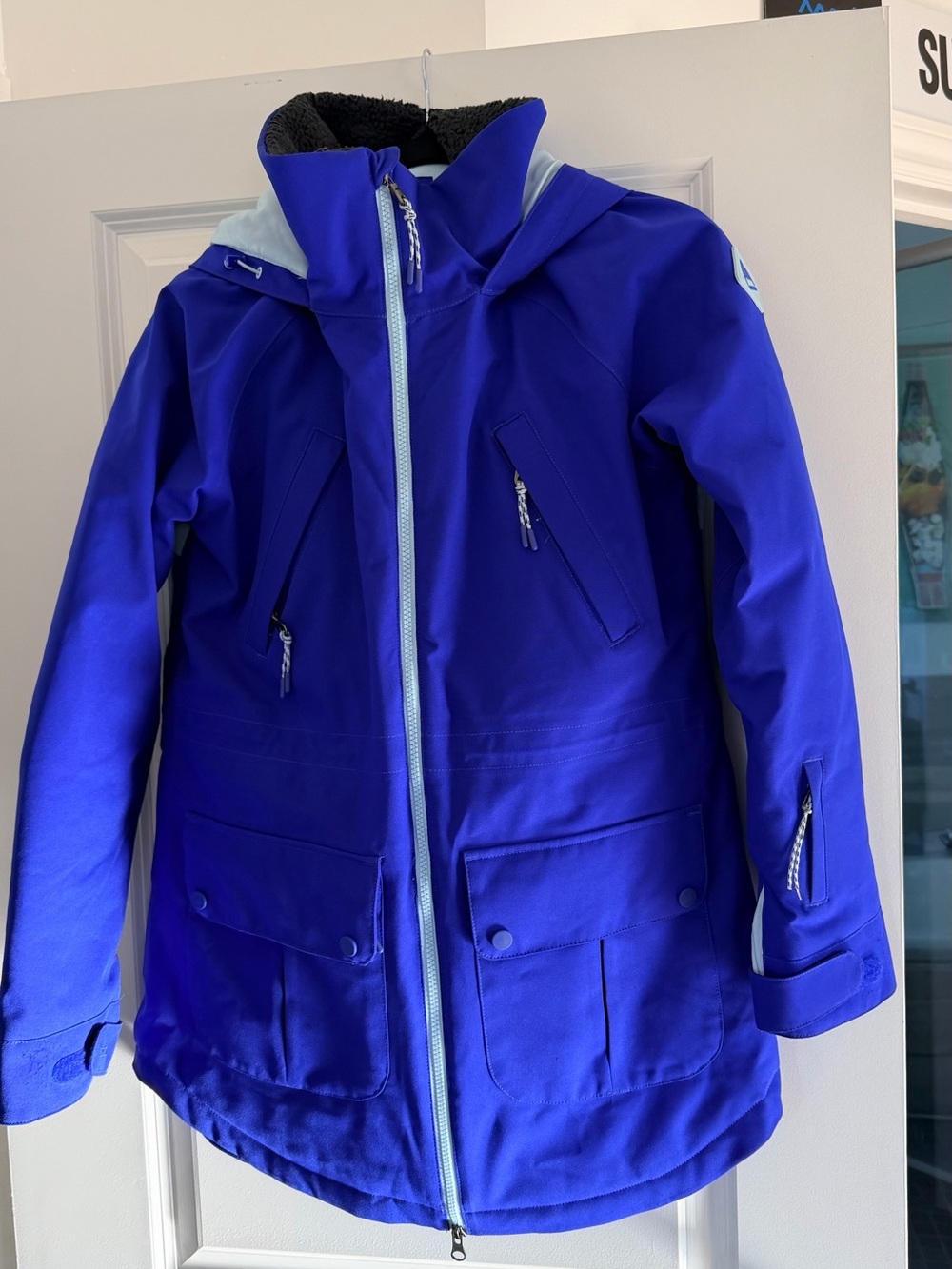 Burton Kids Royal Blue Hooded Raincoat with Light Blue Trim